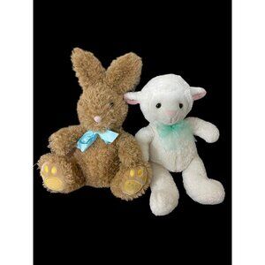 DanDee Collector's Choice Lamb & FAO Schwarz Brown Bunny Easter‎ Spring Plush